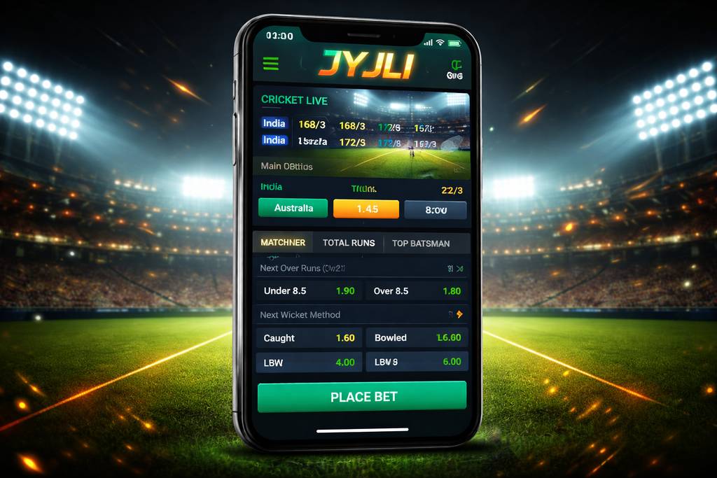 JYJLI sports betting — live cricket odds displayed on smartphone